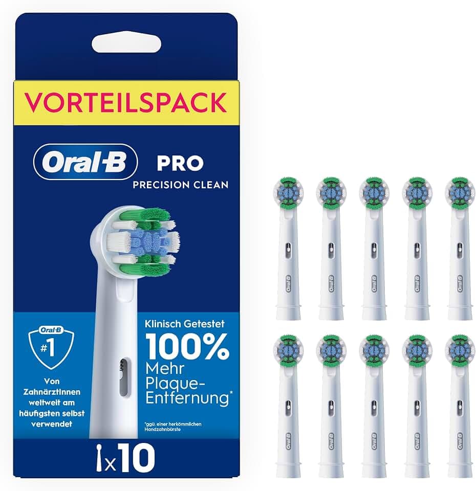 Oral-B Aufsteckbürsten PRO Precision Clean, Weiß, 10 Stück | Original Zahnbürstenaufsatz für Elektrische Zahnbürste, Zahnreinigung für Täglich Frischen Atem