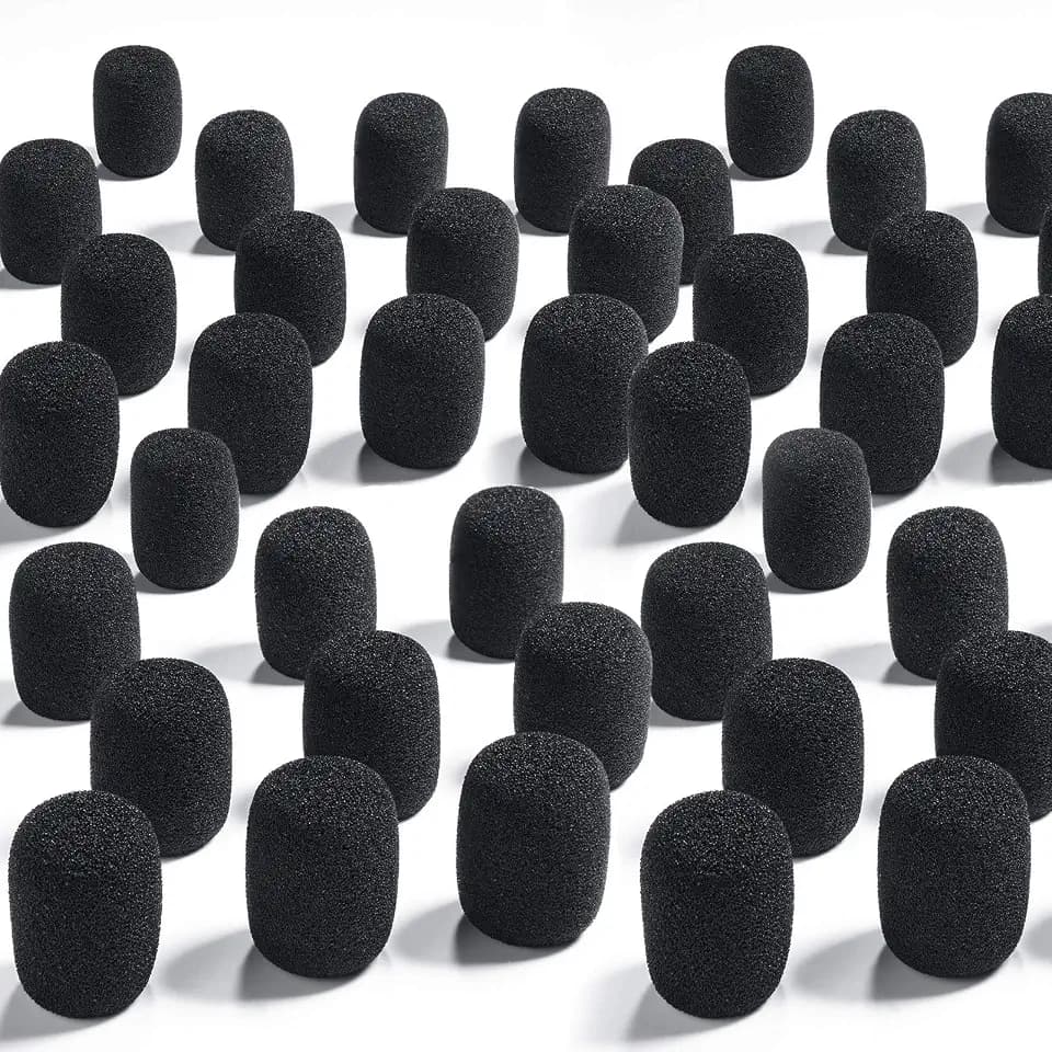 Weewooday 50 Pcs Mini Mic Covers Foam Microphone Windscreen Headset, Black