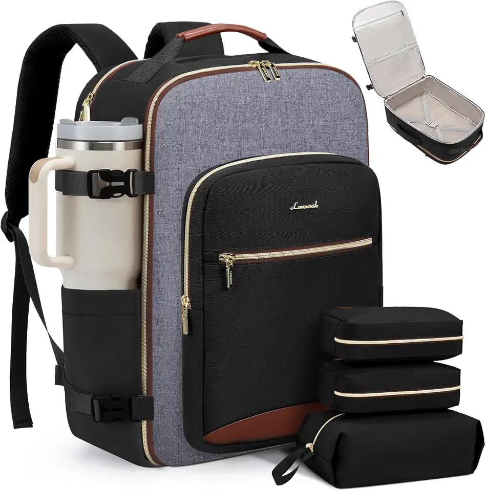 LOVEVOOK 40L Travel Backpack for Women & Men, Airline Approved Carry On Luggage with 3 Packing Cubes, TSA Overnight Bags, Waterproof Personal Item Bag, Weekender Essentials Backpacks fits 17" Laptop