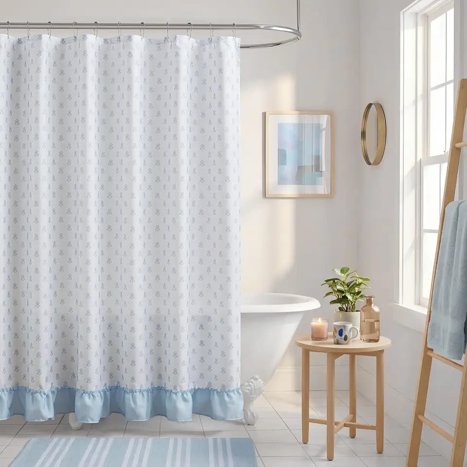 Intelligent Design Savanna Shower Curtain for Bathroom, 72 x 72, Blue