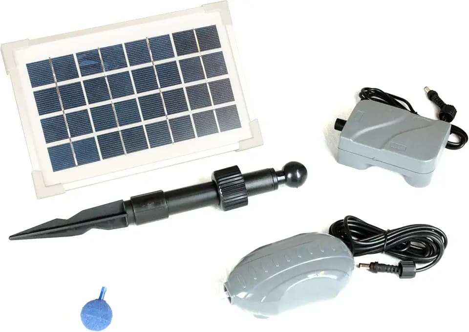 PK Green 3,5 W Solar Sauerstoffpumpe Teichbelüfter mit Akku für Gartenteich - Luft Pumpe mit Akku für Garten, Teich
