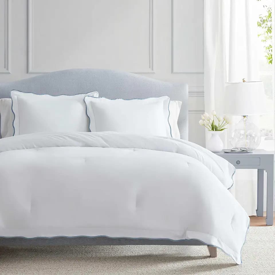 Martha Stewart - Twin Duvet Cover Set with Shams, Cotton Percale
