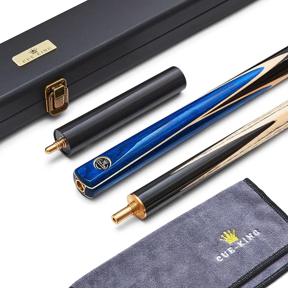 Cue-King Billardqueue Pro Series 001, Snooker-Queue, handgefertigt, 144,8 cm, 538,6 g, 3/4 mit Hülle, blauer Queue mit Schutzhülle, Verlängerung und Mikrofaser-Queue-Handtuch, Snooker-Queue
