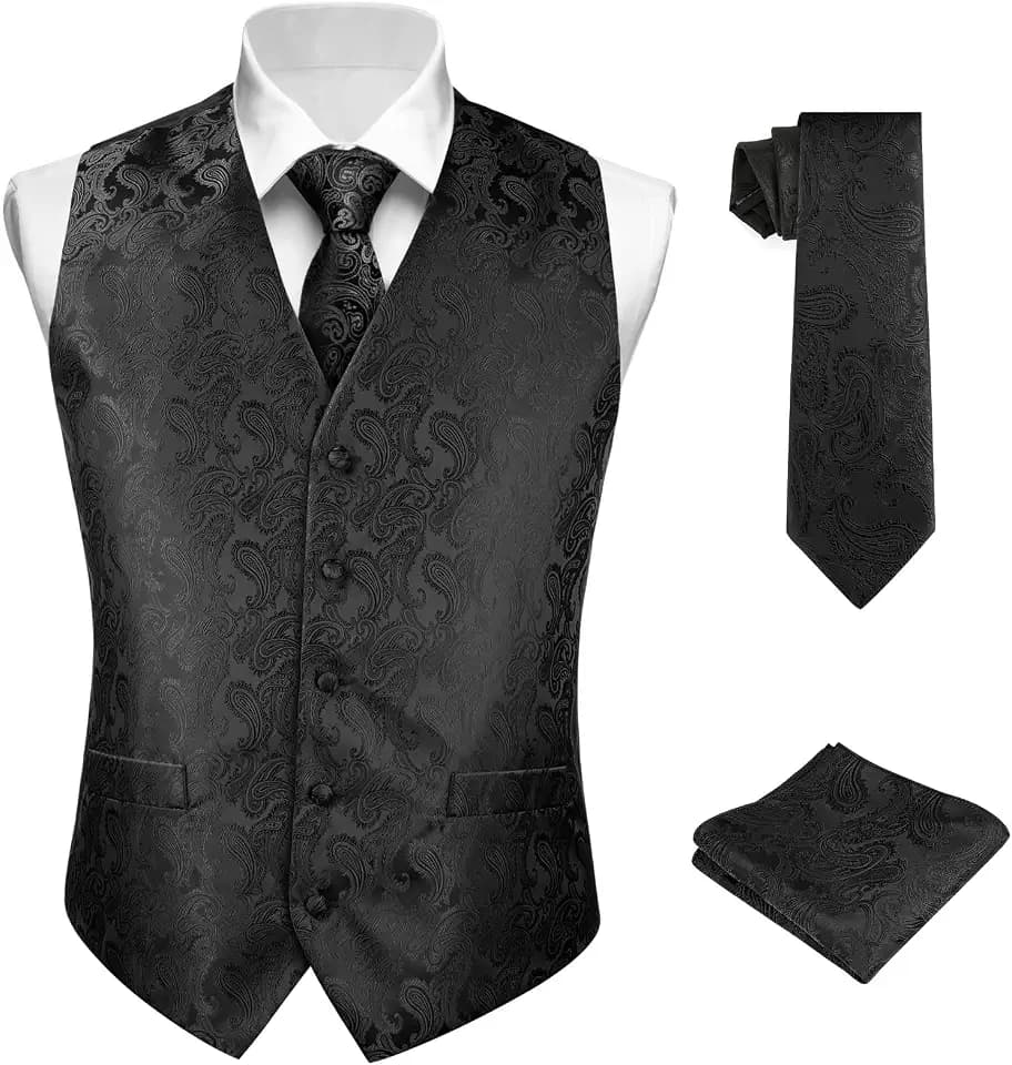 Herren Weste Casual Anzugweste Regular mit 2 Taschen Mens V-Ausschnitt Weste Anzug Volltonfarbe Vintage Classic Gothic Weste Anzug Set für Formale Business Hochzeit Party Groomsmen