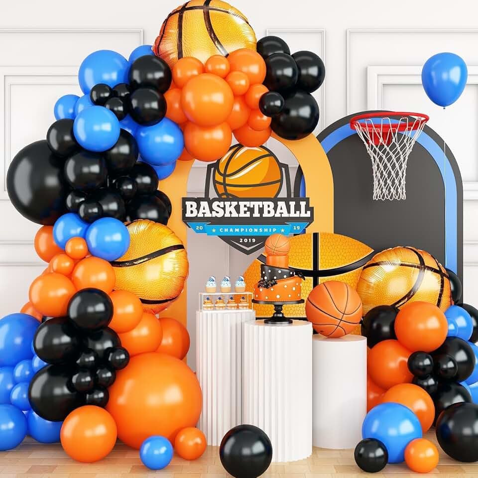Basketball Balloon Arch Garland Kit,Orange Black Blue Balloon Garland