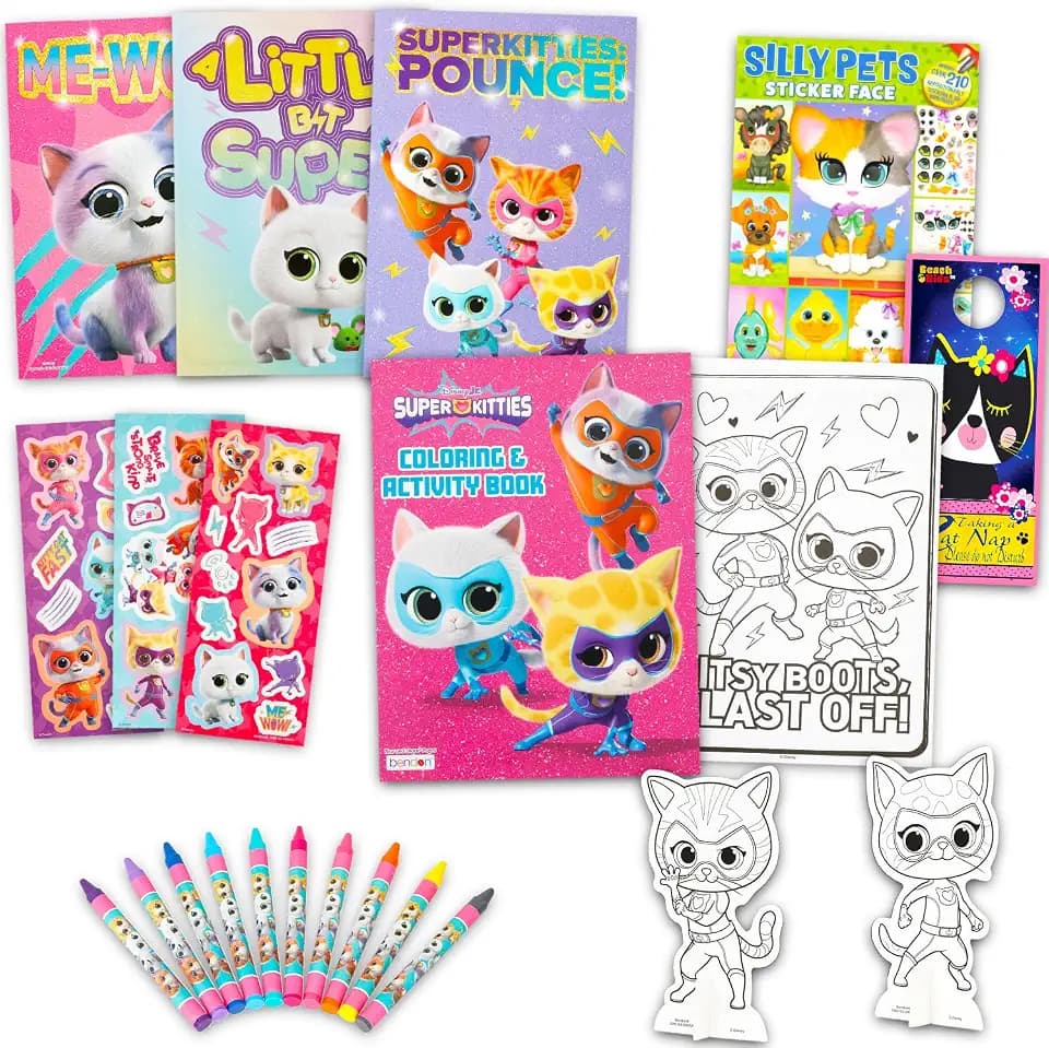 Disney Super Kitties Ultimate Activity Set - Arts and Crafts Kit with Coloring Book, Stickers, Games, Puzzles, Drawing and More | Super Kitties Activities for Girls, Kids