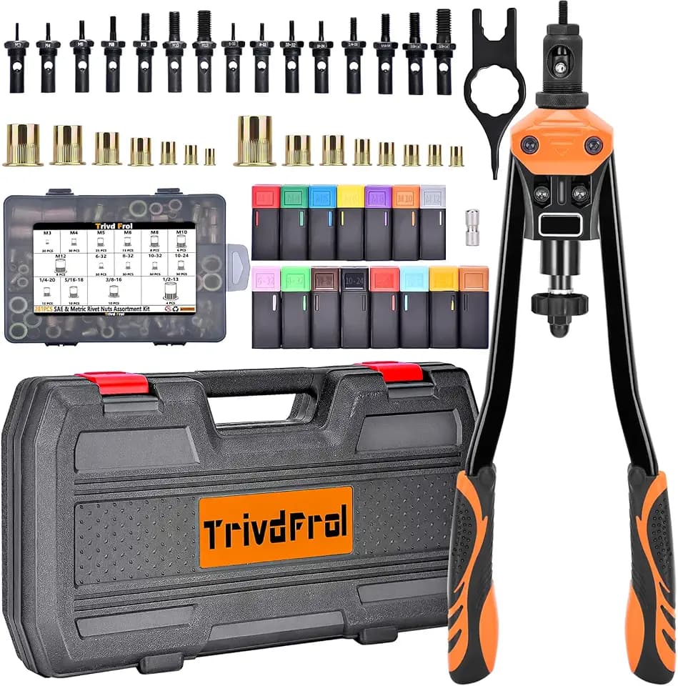 Trivd Frol 16" Rivet Nut Tool Kit, 15PCS Mandrels & 281PCS Rivet Nuts