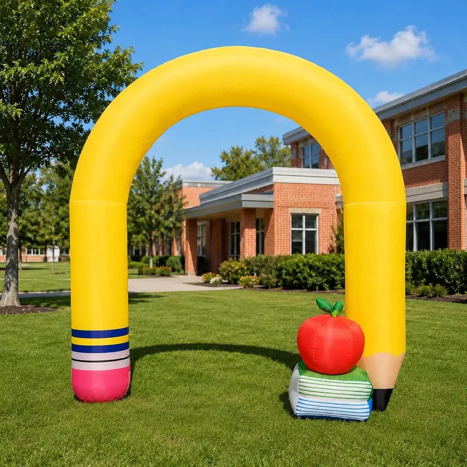 9Ft Back to School Inflatables Outdoor Decorations with Built-in LED Lights, Giant Pencil Blow Up Yard Decorations, Inflatable Pencils Arch Decor for Back to School First Day of School Yard Garden