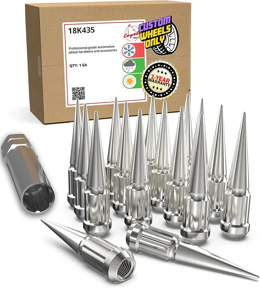 Wheel Accessories Parts 16 Pcs 3/8"-24 Thread Spike Spline 3.35" Long Lug Nuts Chrome Spline Hex Fits Polaris Pheonix Ranger Sportsman