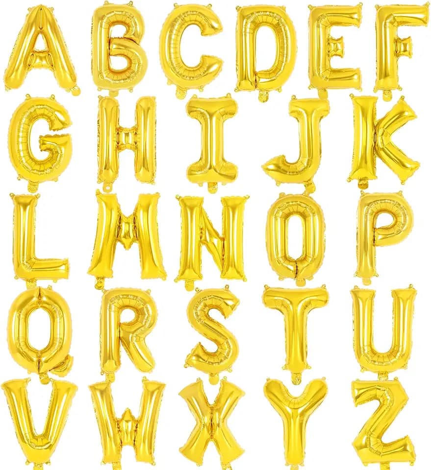 26 Pcs Gold Letter Balloons,16 Inch Foil Alphabet Letter Balloons,Letter A-Z Balloon Banner Custom Phrase Balloon for Birthday Party Wedding Anniversary Decoration (Gold 26pcs)
