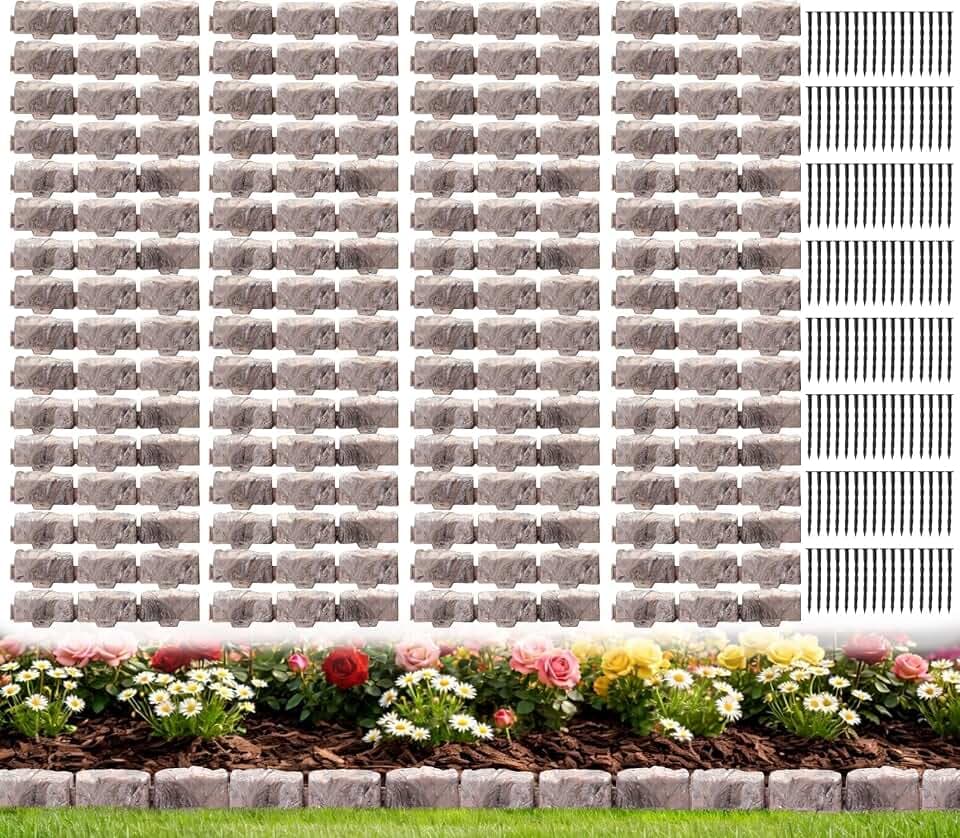 Landscape Edging Garden Edging Border Faux Stone Edging,91FT x 2.75 in Tall