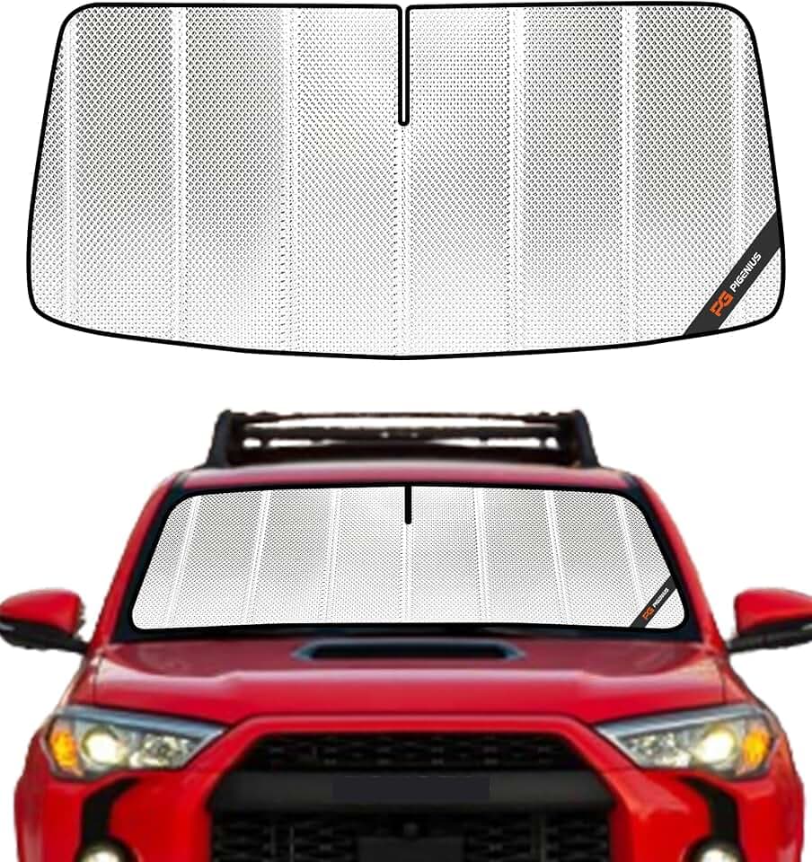 Pigenius Windshield Sun Shade for Toyota 4Runner 2020-2024. Full Coverage Rearview Mirror Shade for Ultimate Protection