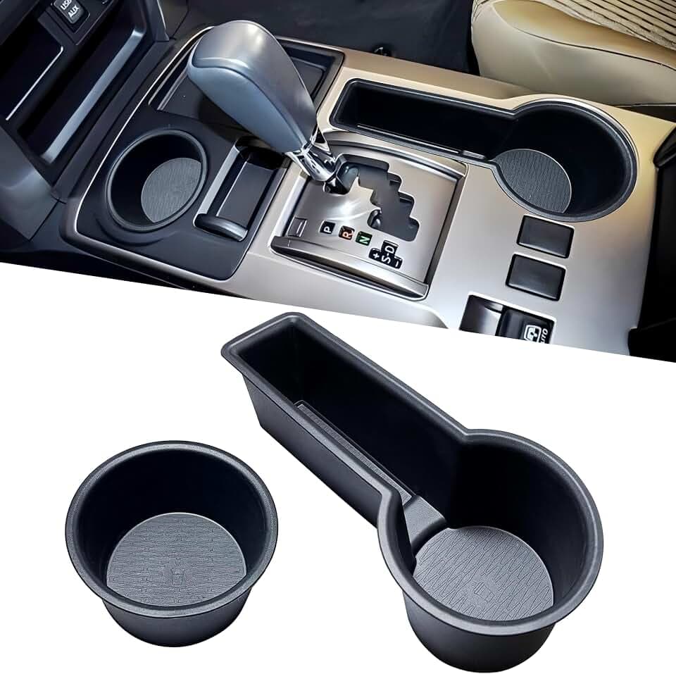 Cup Holder Inserts for 2014-2024 Toyota 4Runner Accessories Center Console Cup Holder Coaster Replaces Upgrade Non-Slip Protector Mat Pad Organizer for 4 Runner 2PCS (Center Console Left Front+Rear)
