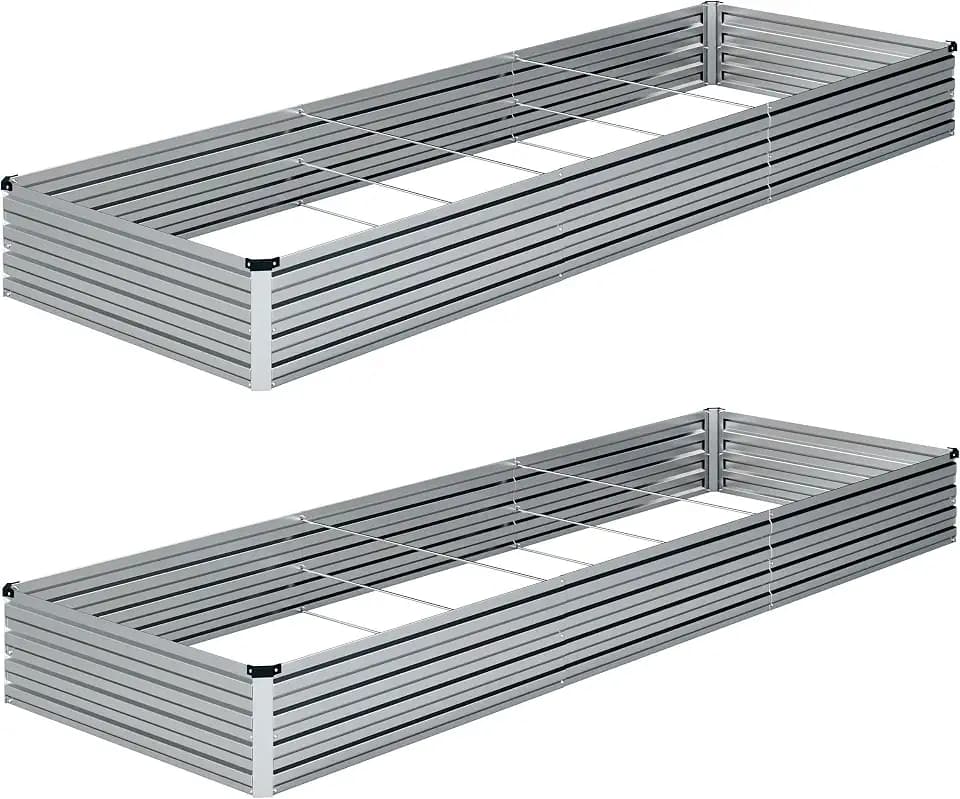 2PCS 10x3x1ft Galvanized Raised Garden Bed Kit,Gardening Planter Box