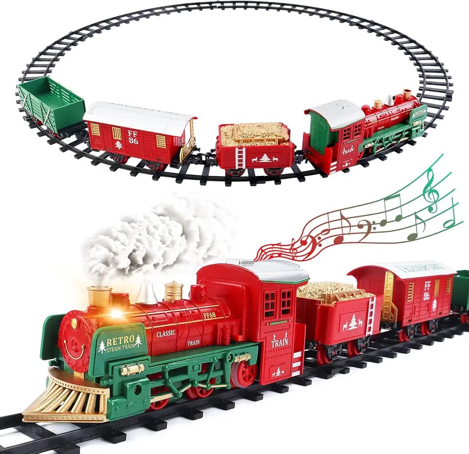 deAO Weihnachtsthematisches Klassisches Dampfzug Spielzeug Set für Kinder