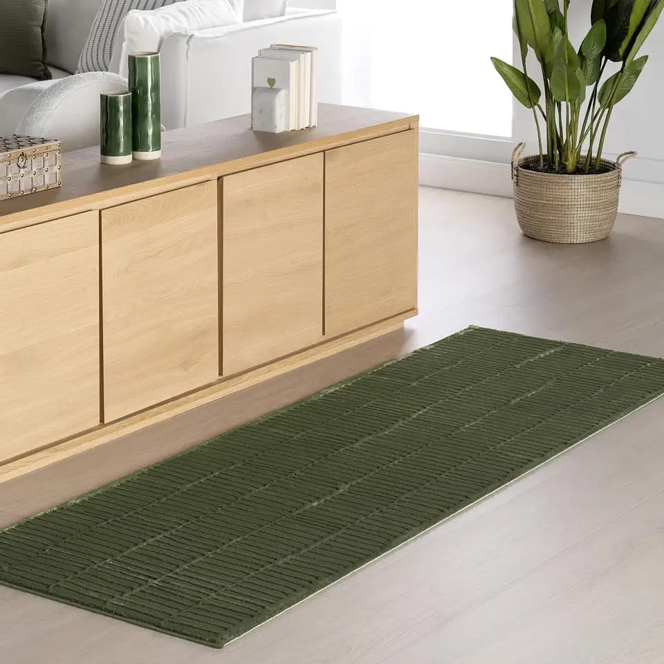 nuLOOM Kailani Green Geometric Washable Runner Rug, 2' x 8'