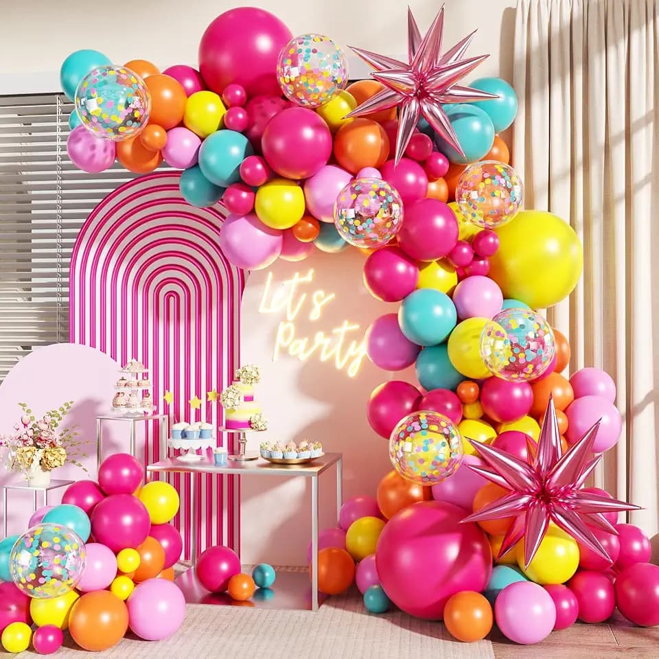 Rainbow Colorful Balloons Arch Kit for Birthday Decorations