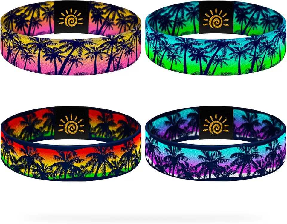 4 Pcs Surfer Beach Bracelets for Men Women Inspirational Elastic Comfy Summer Reversible Wristband Gifts Friendship Bracelets
