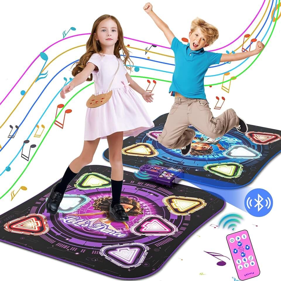 Double Dance Mat for Kids, Light-up 12-Button Single & Double Players Mode