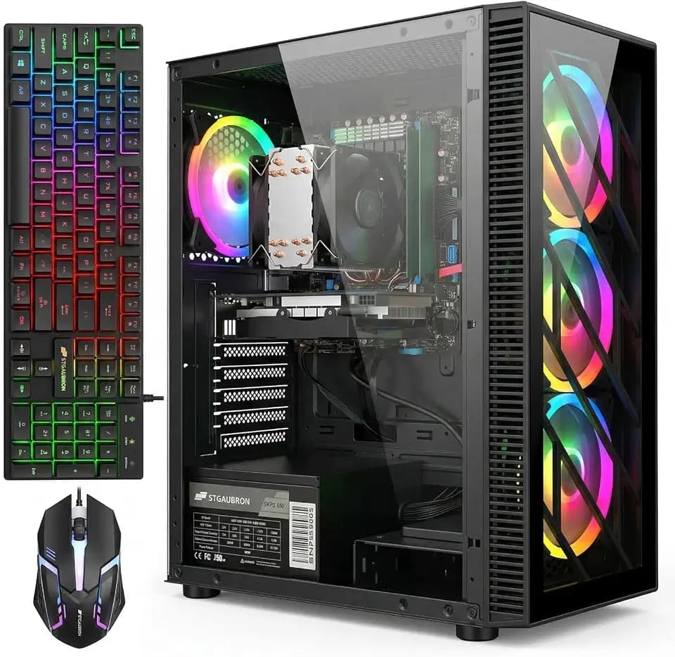 STGAubron Gaming PC Desktop,Intel i7 Xeon E5,RX 550 4G,16G DDR4,512G SSD