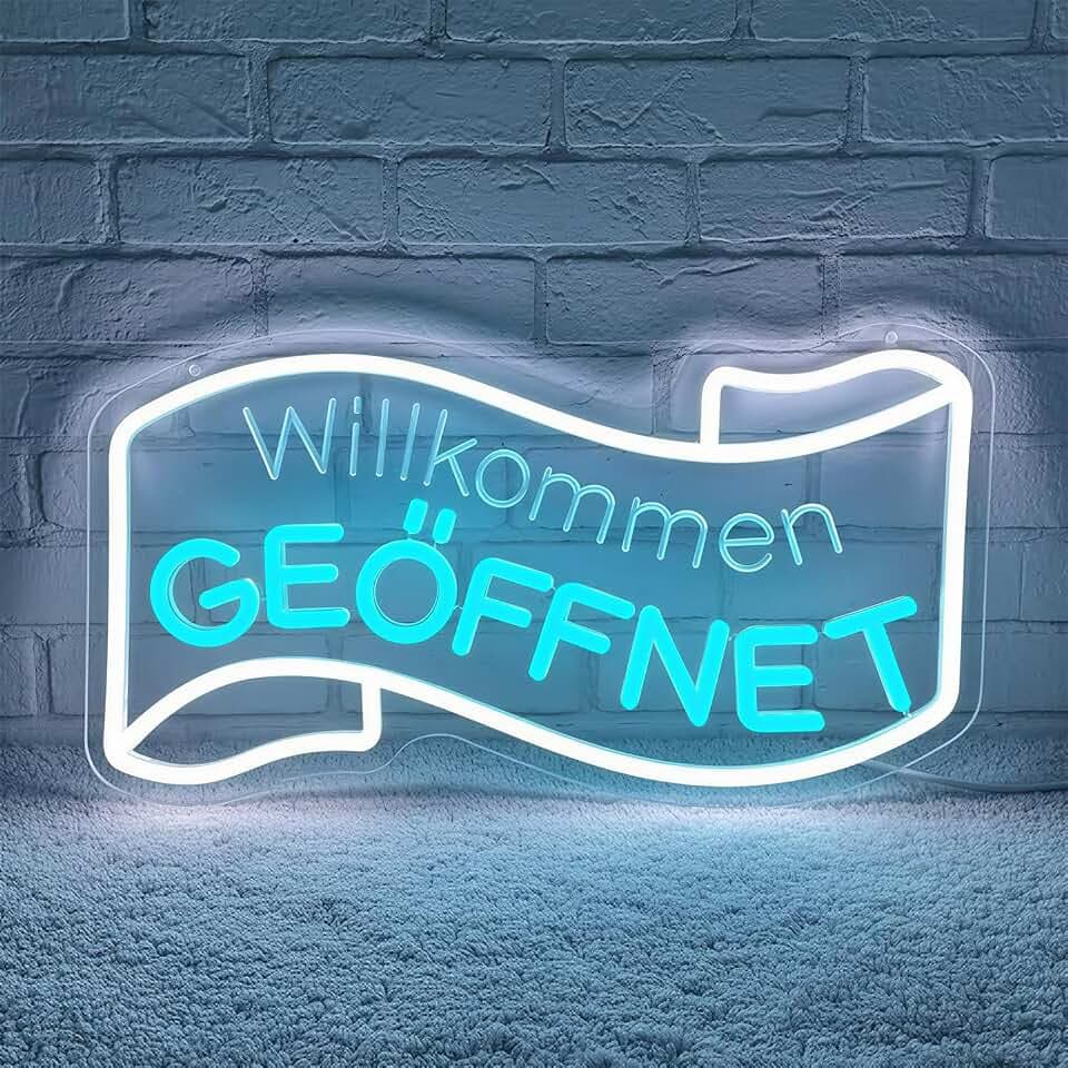 Geöffnet Neon Schild,Blau Open LED Schild für Türfenster