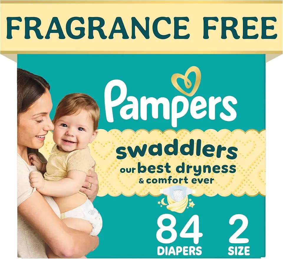Swaddlers Diapers, Size 2 (10-22 lbs), 84 Count, Absorbent, Keeps Baby Dry and Comfortable, Pediatrician Recommended Skin Safe Disposable Baby Diaper