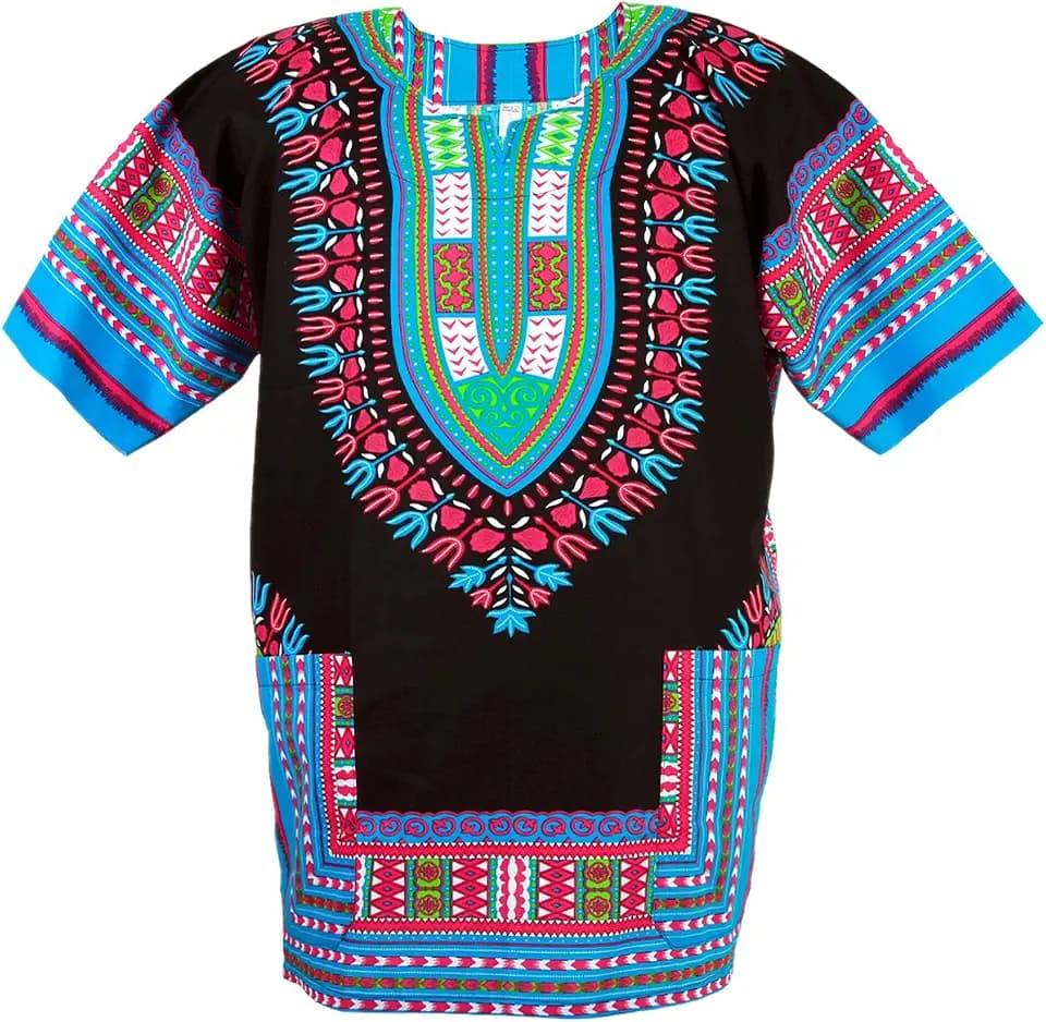 CHAINUPON African Dashiki Baumwollhemd Unisex Tribal Festival Boho Hippie Kaftan