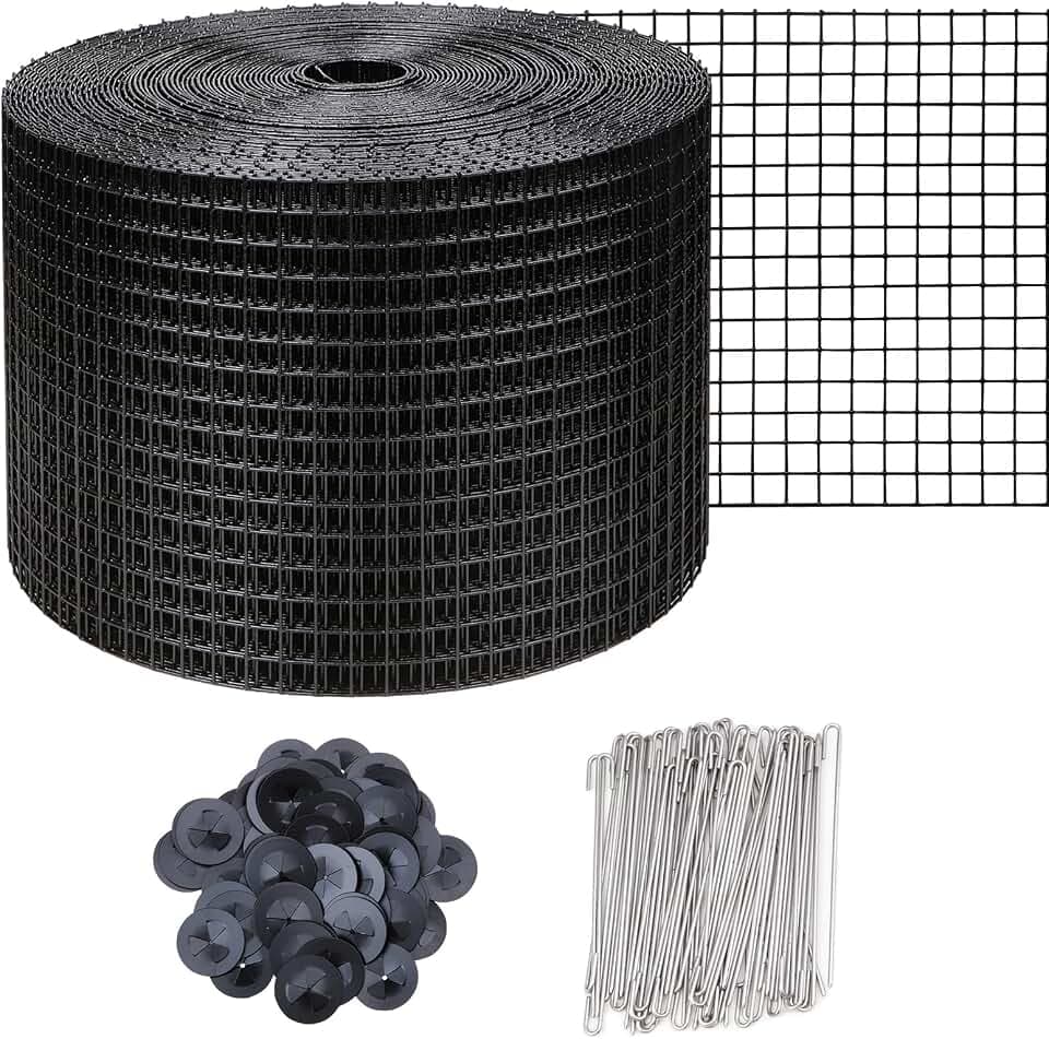 6in X 100ft Solar Panel Bird Guard,Solar Panel roof Protection net 1/2inch Mesh PVC Black Vinyl Coated Galvanized net 70 Fastener ClipsUsed for Bird,Animal Control