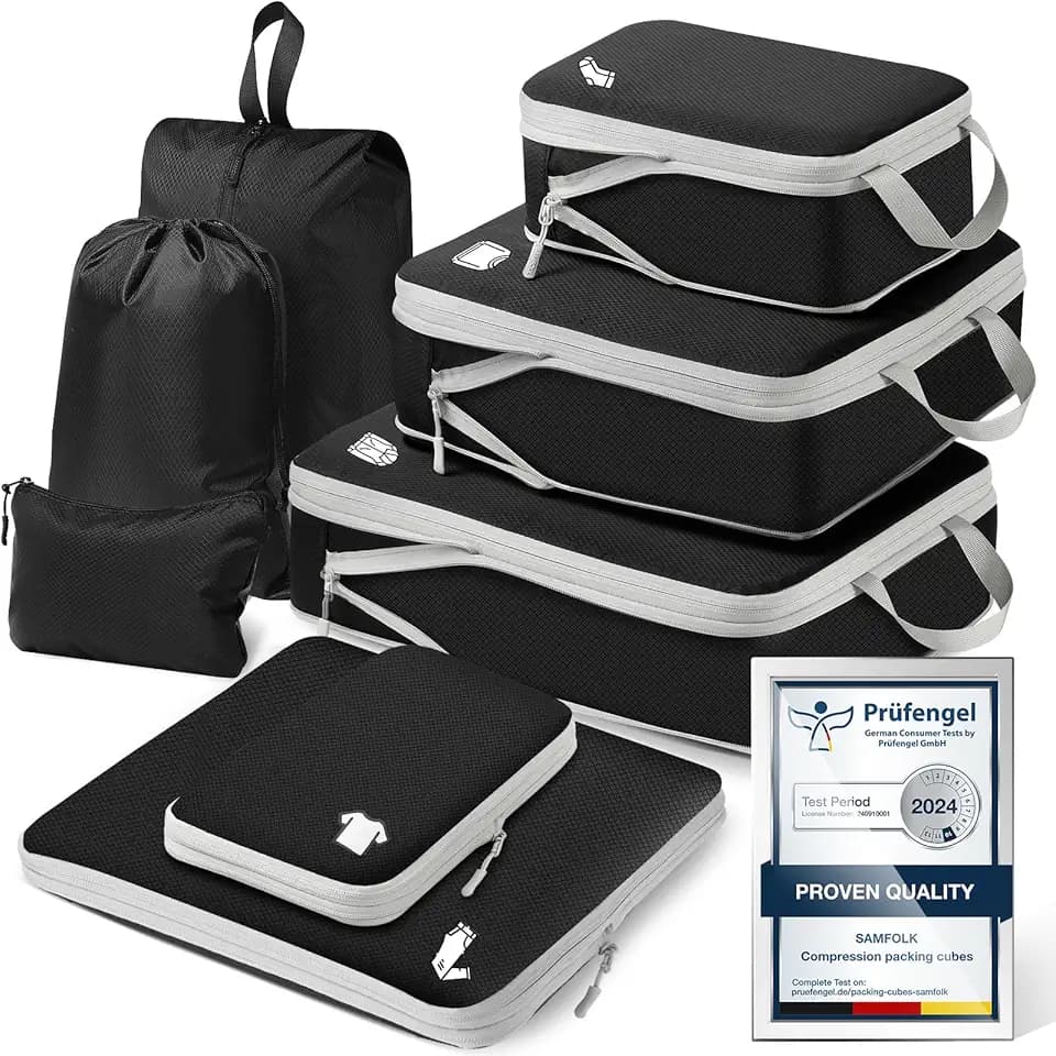 Koffer Organizer Packing Cubes Compression 8 Stück, Wasserdicht PackwüRfel Koffer Organizer Set,Travel Essentials Kofferorganizer FüR HandgepäCk Und Rucksack
