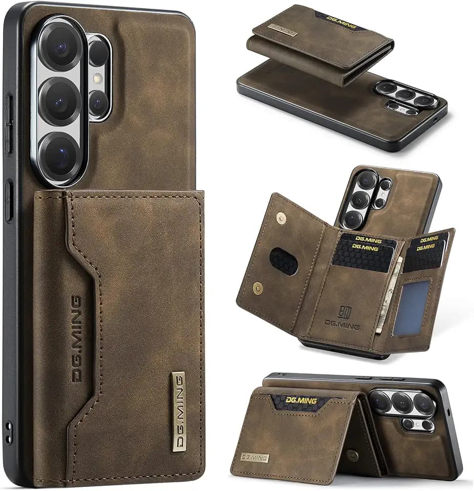 Magnetic Detachable Wallet Case for Samsung Galaxy S26 Ultra Coffee