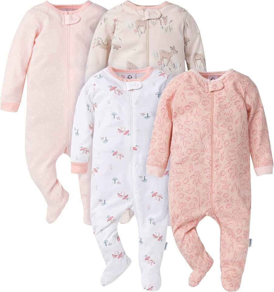 Gerber Baby Girls 4-Pack Sleep 'N Play Footie