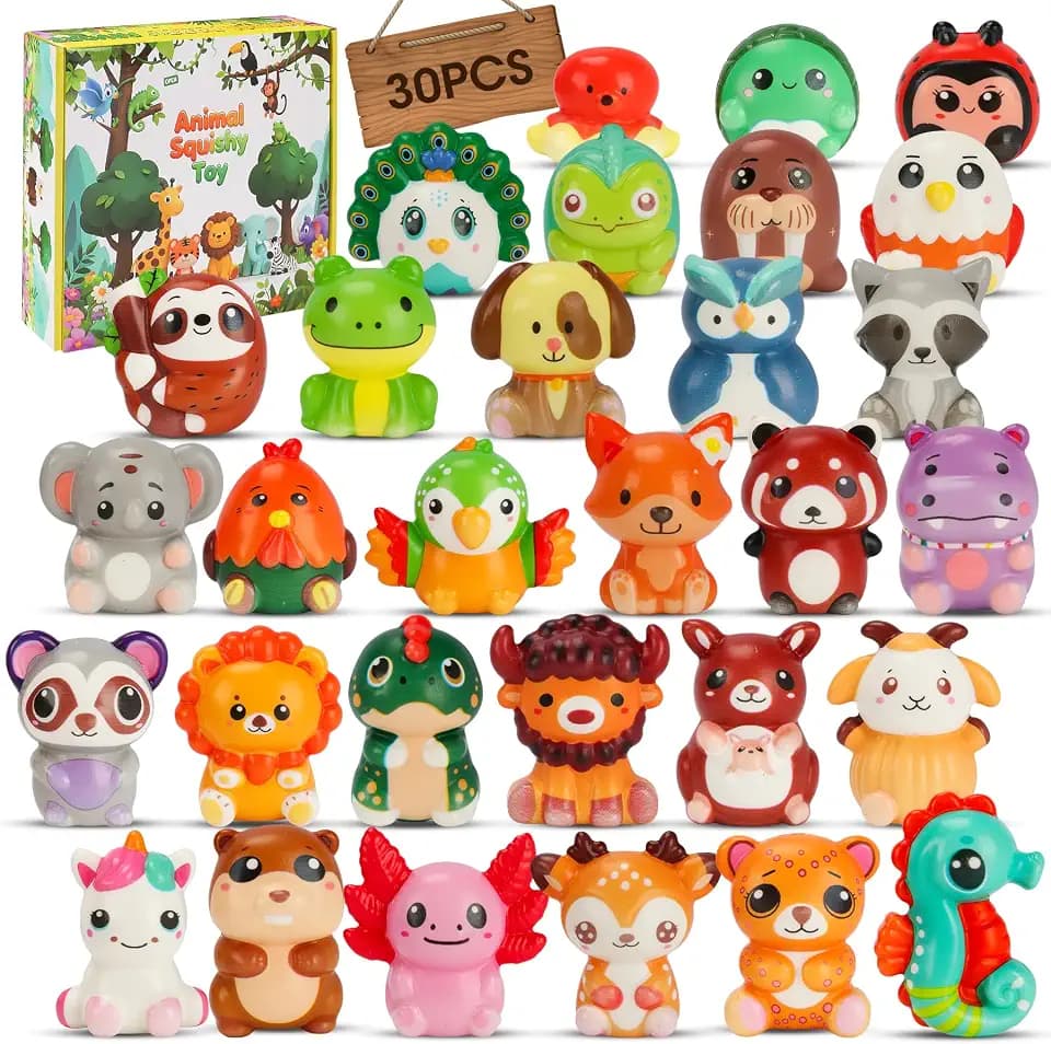30 Pcs Party Favors Kids, Animal Squishy Toys for Goodie Bag Stuffers