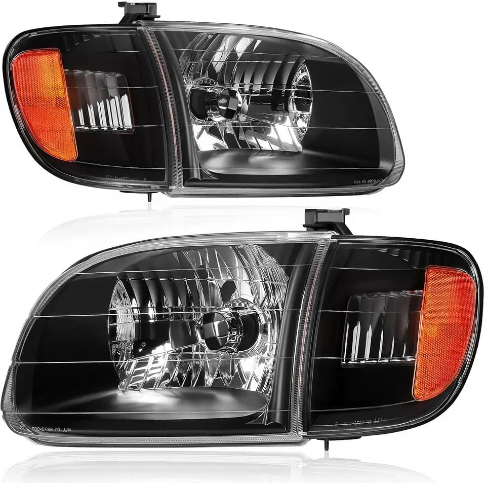 AUTOSAVER88 Headlight Assembly Compatible with 2000 2001 2002 2003 2004 Tundra Regular Cab/Access Cab Pickup Headlamp Replacement Black Housing Amber Reflector Clear Lens (Not Fit Crew Cab)