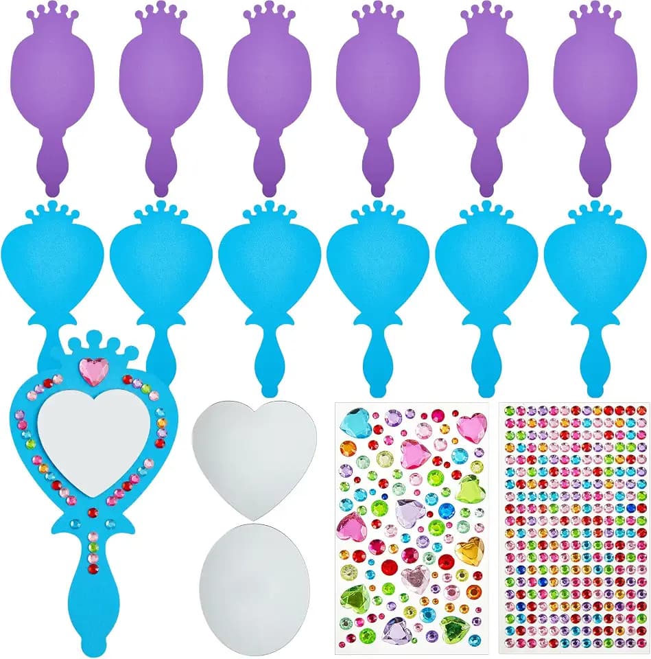 Liliful 12 Pack Princess Foam Mirrors for Girls,Cute,Purple