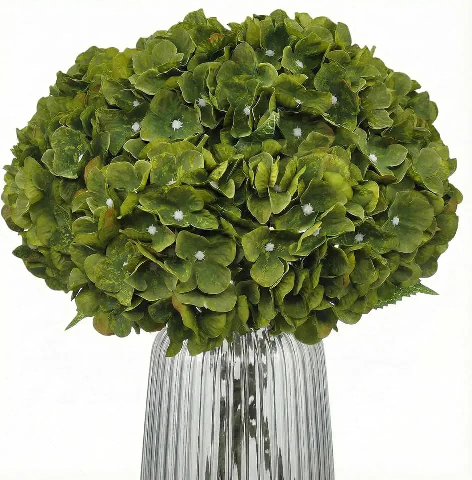 2Bouquets Olive Green Silk Hydrangea Artificial Flowers