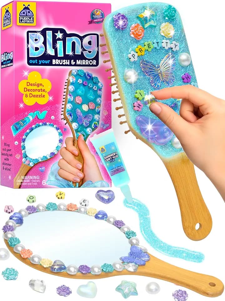 Decorate Your Own Wooden Hairbrush and Handheld Mirror Craft Kit