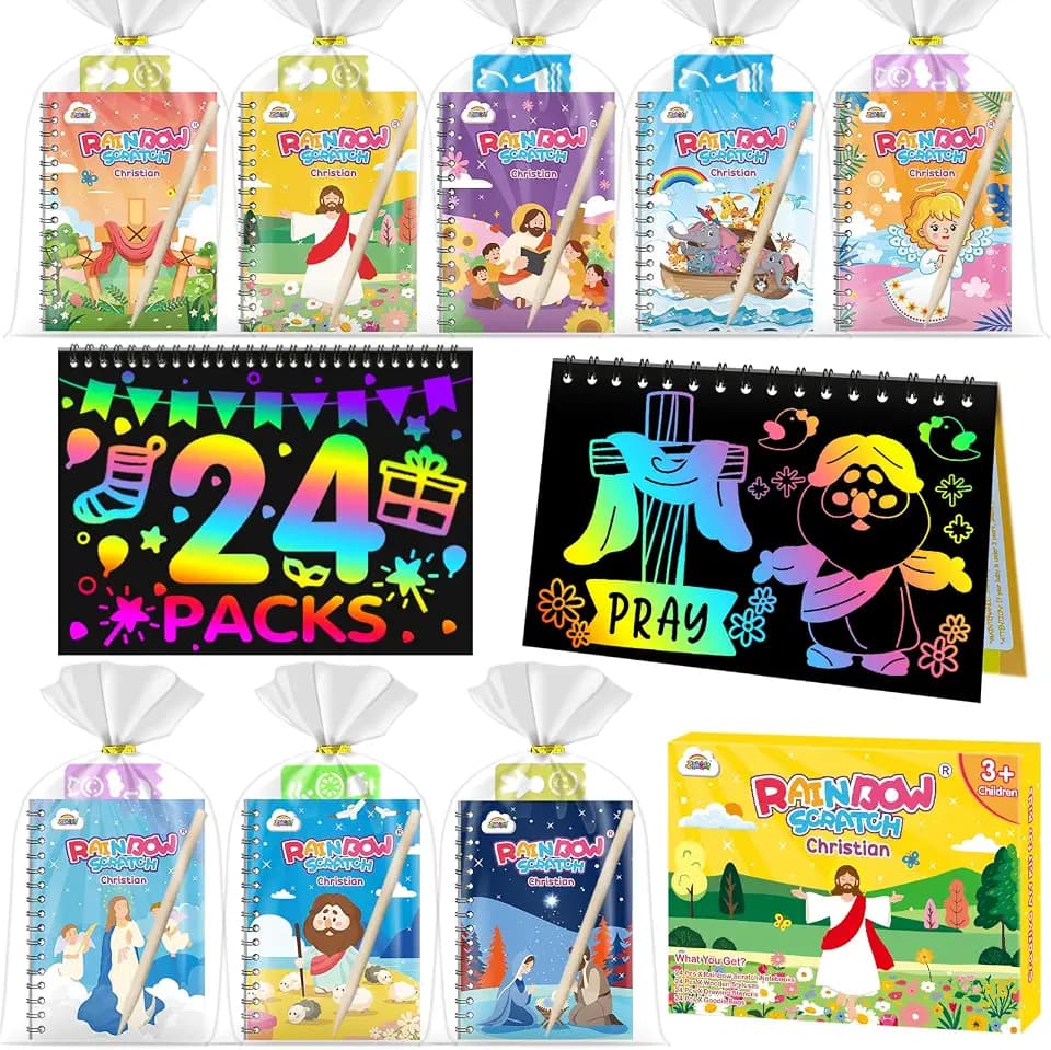 ZMLM 24 Pack Rainbow Art Scratch Notebooks for Kids Birthday Party Favors