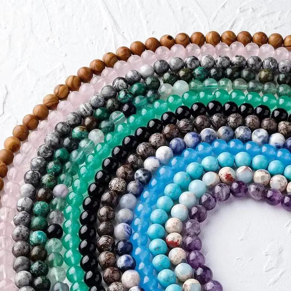 625 Stück Natursteinperlen DIY Schmuckherstellung Kristalle 8 mm lose Edelsteinperlen Lochgröße 1 mm glatte Energie-Heilperlen für Armband, Ohrringe, Halskette (25 Materialien, 8 mm)