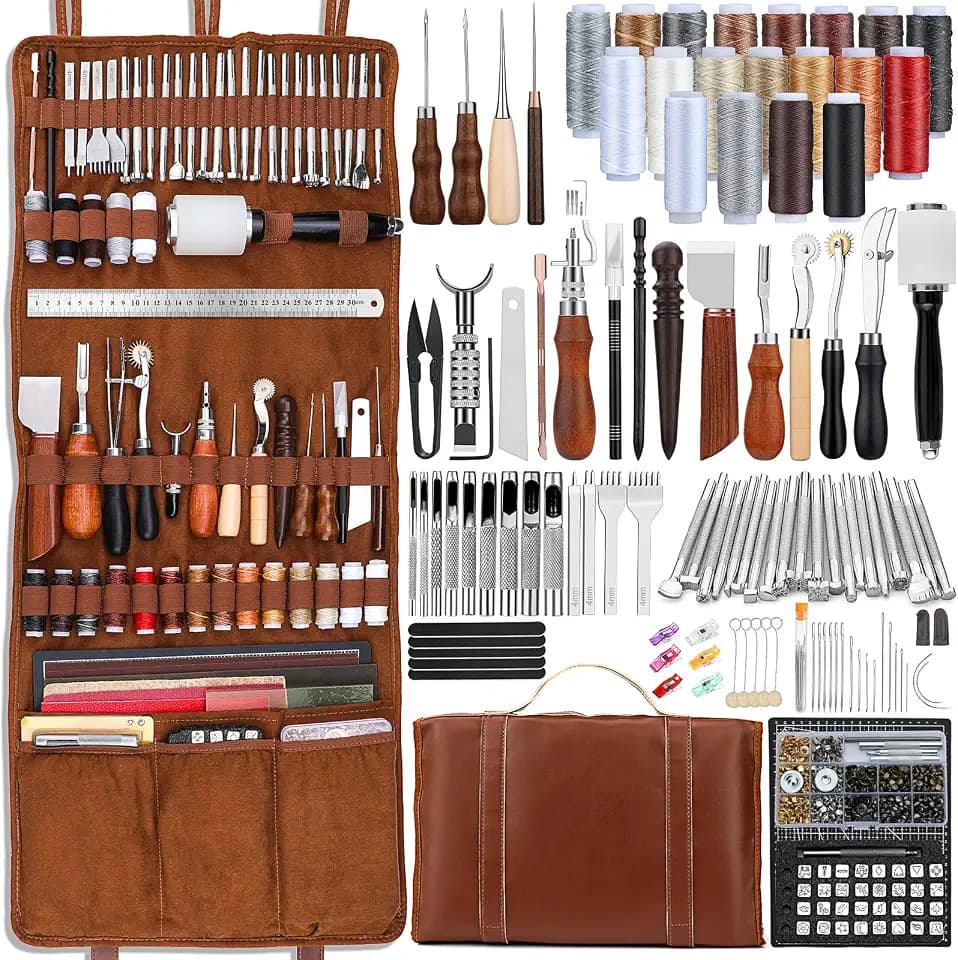 TLKKUE Leather Tooling Kit Leather Craft Tools Leatherworking Kit