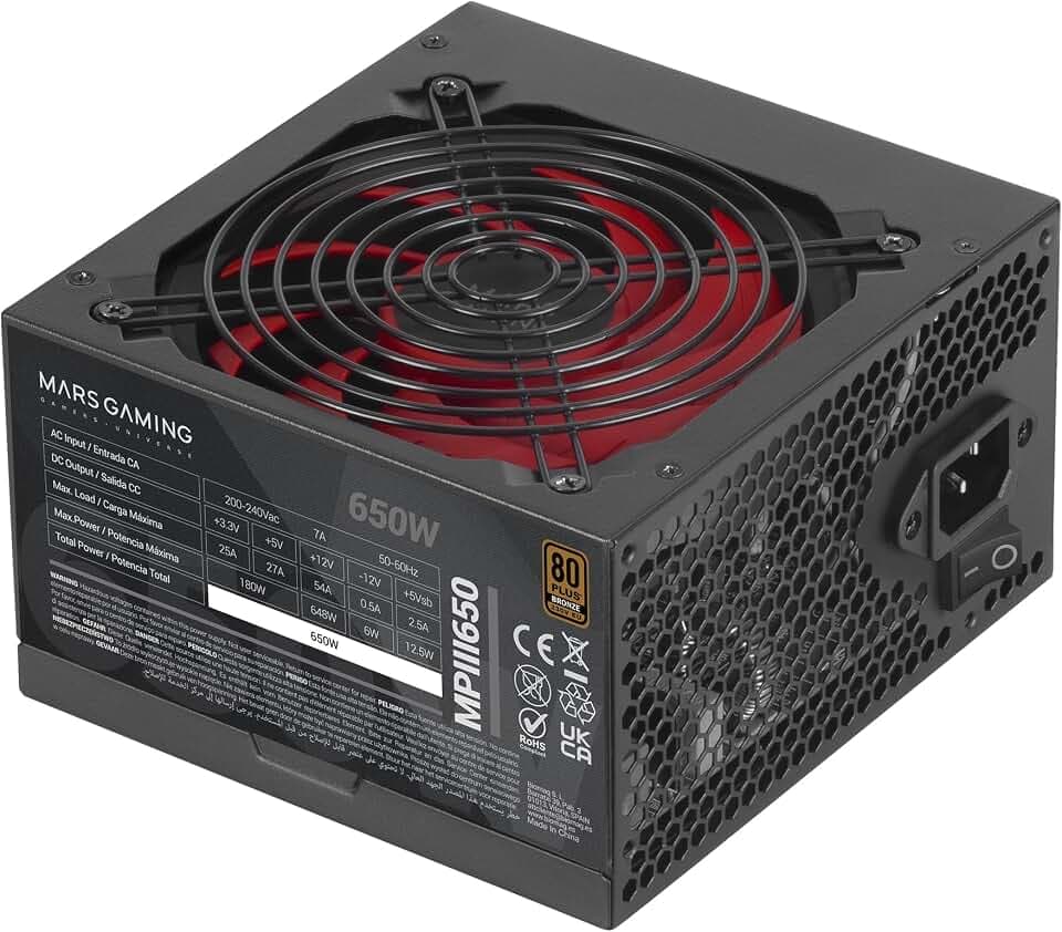 Mars Gaming MPIII650 ATX-Netzteil, 650W, 80 Plus Bronze, Schwarz