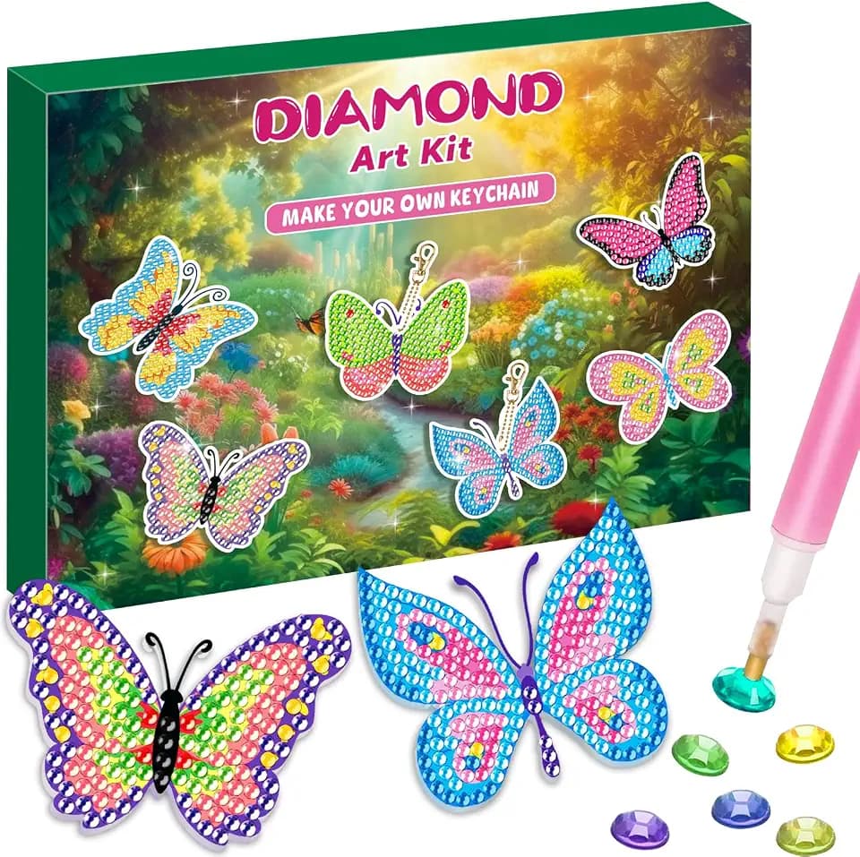 Labeol Diamond Art Kits for Kids with 5D Diamond Creat Your Own GEM Keychains Arts and Crafts for Kids Ages 8-12 Christmas Stocking Birthday Gifts for Kids 6+