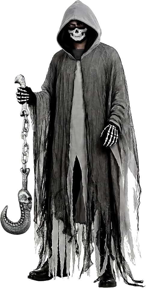 Sensenmann Kostüm Set Halloween Kapuzenumhang Cosplay Geist Umhang