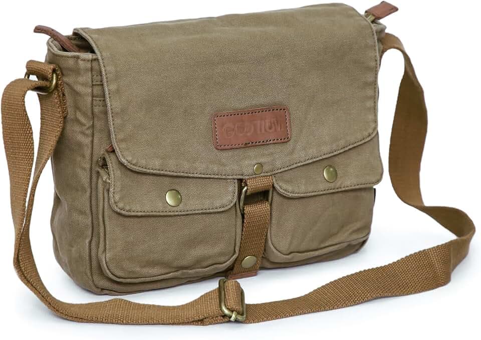 GOOTIUM Canvas Messenger Bag - Vintage Crossbody Shoulder Bag Military Satchel
