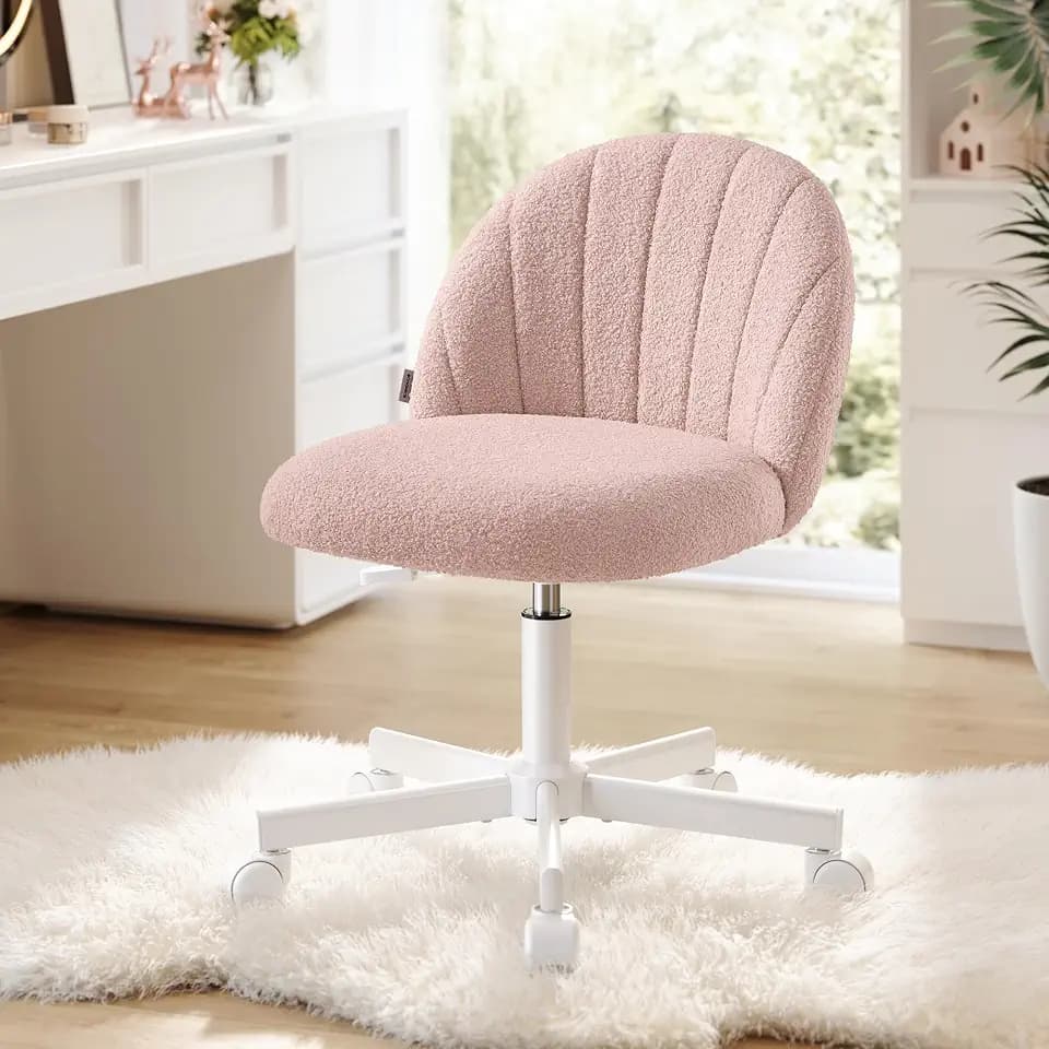 SONGMICS Homeoffice-Stuhl, Schminkstuhl aus Teddy-Fleece, höhenverstellbar