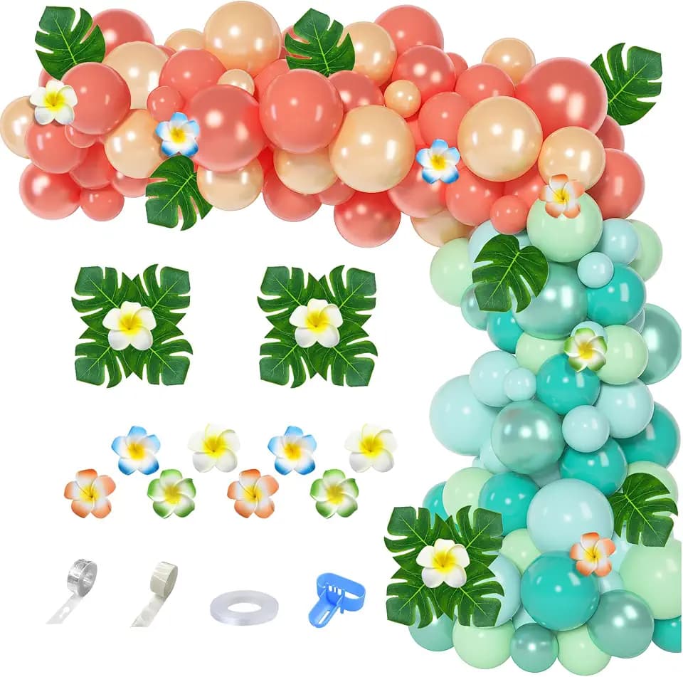 Ouddy Party Tropical Balloon Garland Arch Kit, 12"10"5" Inch