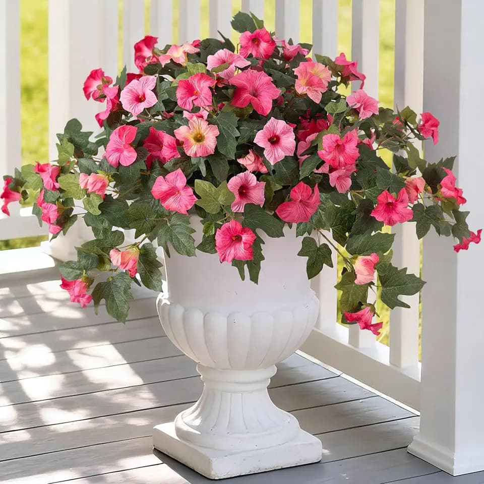Ammyoo Artificial Fake Petunia Flowers for Outdoor Decoration