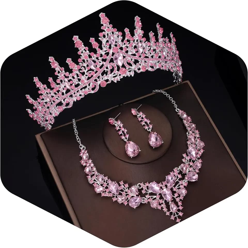 Kamirola Tiaras and Crowns for Women Crystal Bridal Jewelry Set