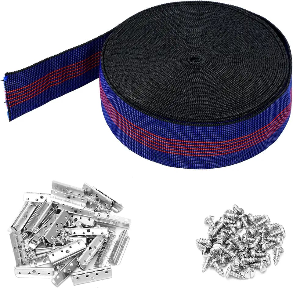 Threehoney 2 Inch Wide x 40 ft Chair Webbing Replacement Kit Blue