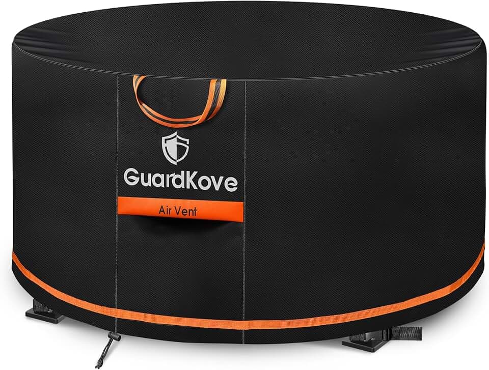 [Upgraded 1000D Heavy Duty Fabric] 44 inch Fire Pit Cover Round