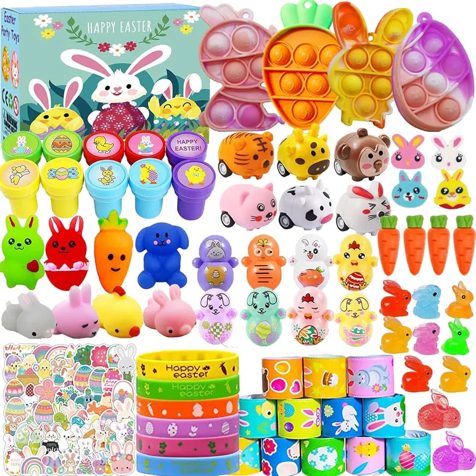 Dilycery 120 Pack Easter Egg Fillers Toys for Kids, Easter Party Favors Small Toys for Egg Stuffers Basket Stuffers, Easter Prizes for Kids Treasure Box Toys for Classroom